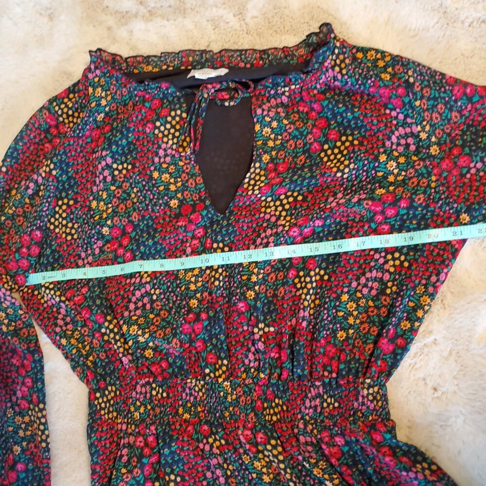 Apricot Floral Ruffle Mini Dress Size 8 | Boho Cottagecore - Picture 8 of 12